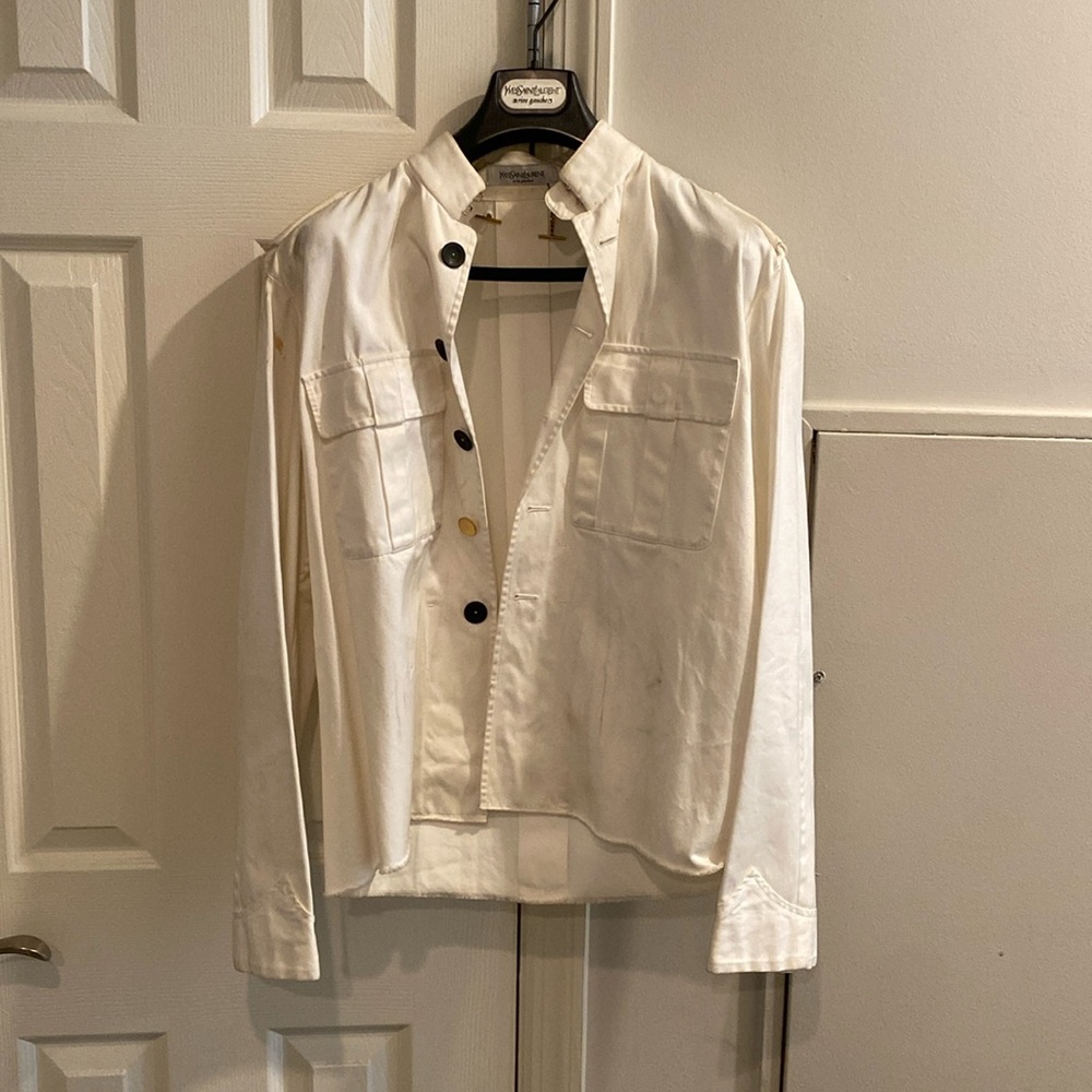 Yves Saint Laurent White Jean Jacket